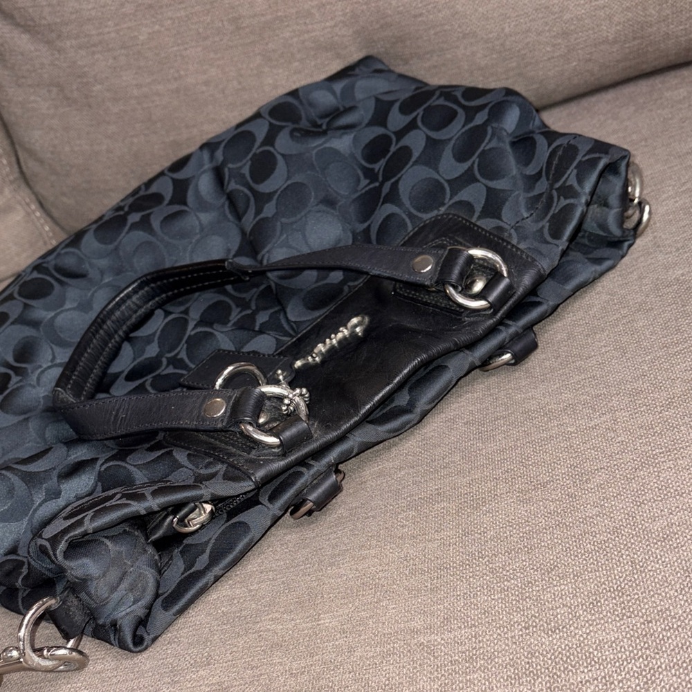 Coach Ashley Signature Black Satchel Bag Detachable Shoulder Strap F1175 - Picture 11 of 13